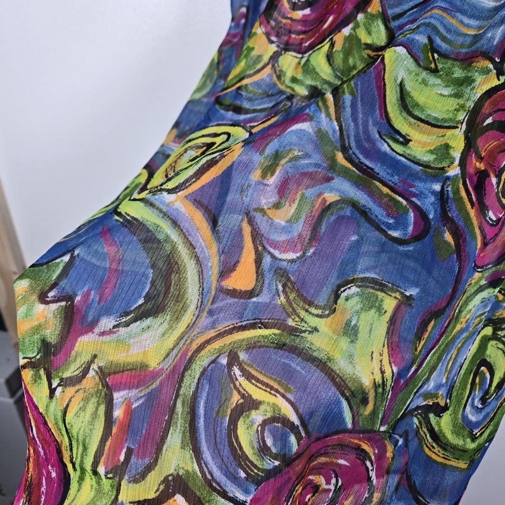 Vintage Avon Watercolor Floral Sheer Swimsuit Cover Up Dress Size Medium - Picture 7 of 13